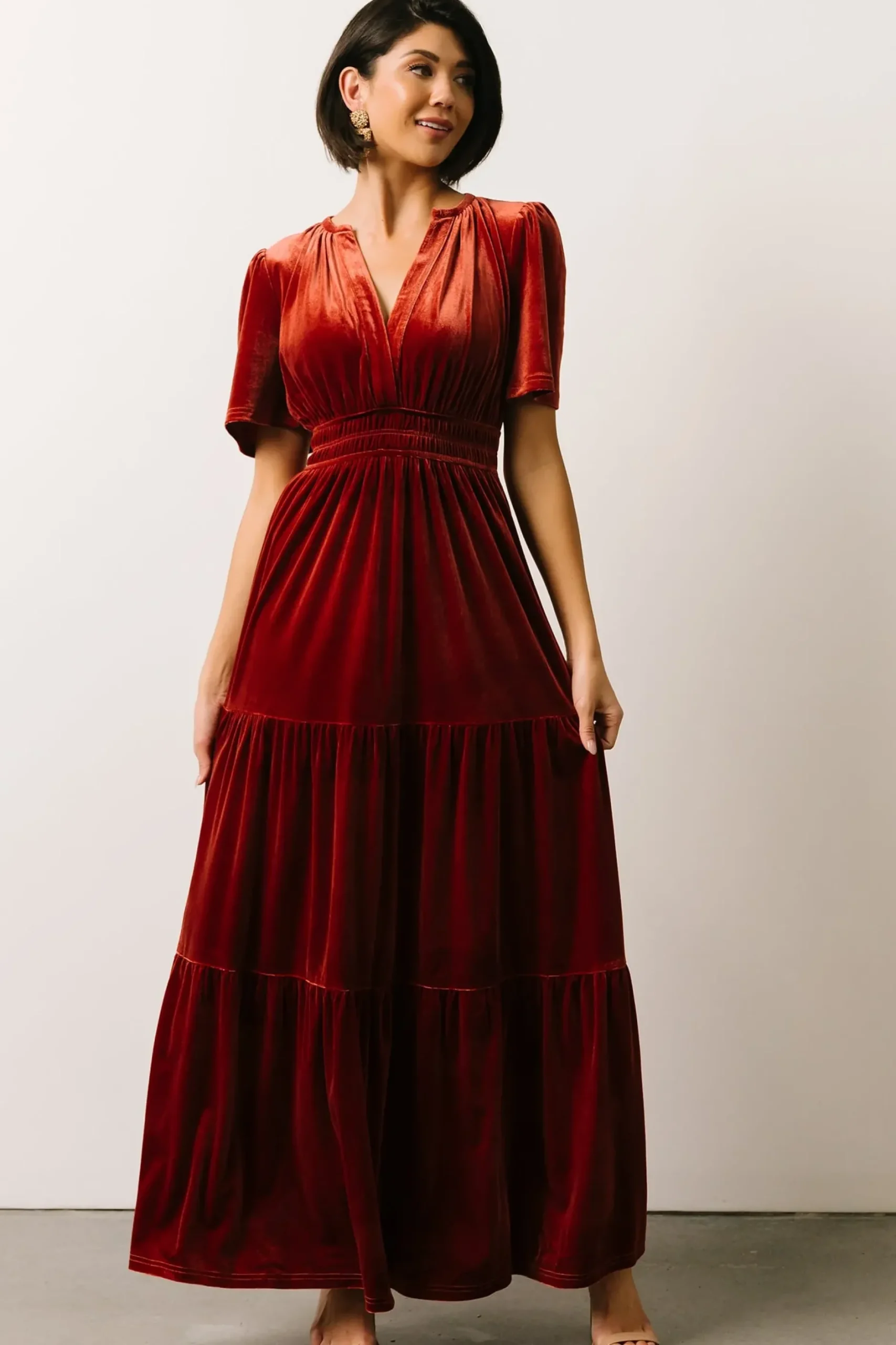 Baltic Born maxi dresses|EXTENDED SIZING|Artemis Velvet Maxi Dress | Terracotta