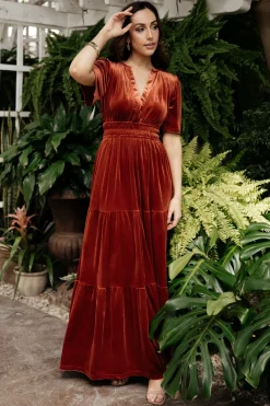 Baltic Born maxi dresses|EXTENDED SIZING|Artemis Velvet Maxi Dress | Terracotta