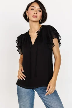 Baltic Born blouses + shirts|Asher Ruffle Sleeve Top | Black