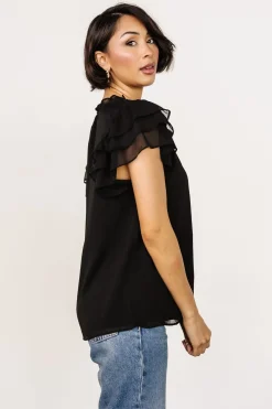 Baltic Born blouses + shirts|Asher Ruffle Sleeve Top | Black