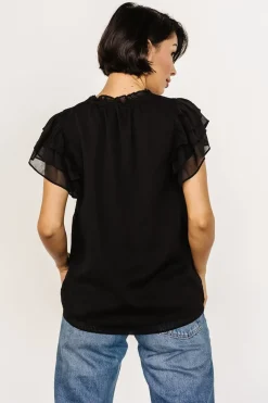 Baltic Born blouses + shirts|Asher Ruffle Sleeve Top | Black