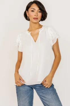 Baltic Born blouses + shirts|Asher Ruffle Sleeve Top | Off White