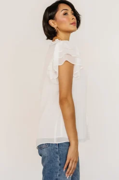 Baltic Born blouses + shirts|Asher Ruffle Sleeve Top | Off White
