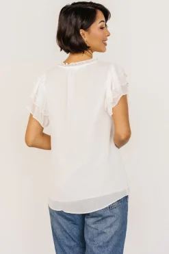 Baltic Born blouses + shirts|Asher Ruffle Sleeve Top | Off White