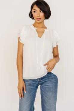Baltic Born blouses + shirts|Asher Ruffle Sleeve Top | Off White