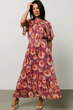 Baltic Born DRESSES|Ashton Maxi Dress | Deep Berry Floral