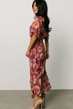 Baltic Born DRESSES|Ashton Maxi Dress | Deep Berry Floral