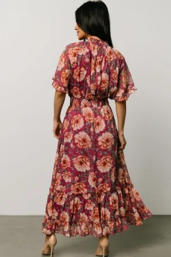 Baltic Born DRESSES|Ashton Maxi Dress | Deep Berry Floral