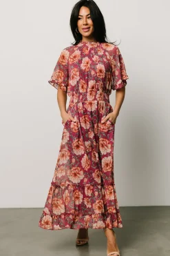 Baltic Born DRESSES|Ashton Maxi Dress | Deep Berry Floral