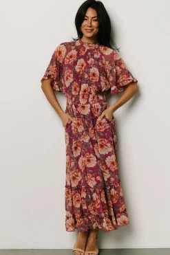 Baltic Born DRESSES|Ashton Maxi Dress | Deep Berry Floral