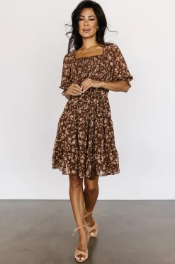 Baltic Born short dresses|Azlyn Smocked Short Dress | Copper Floral