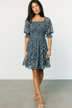 Baltic Born short dresses|Azlyn Smocked Short Dress | Blue Multi