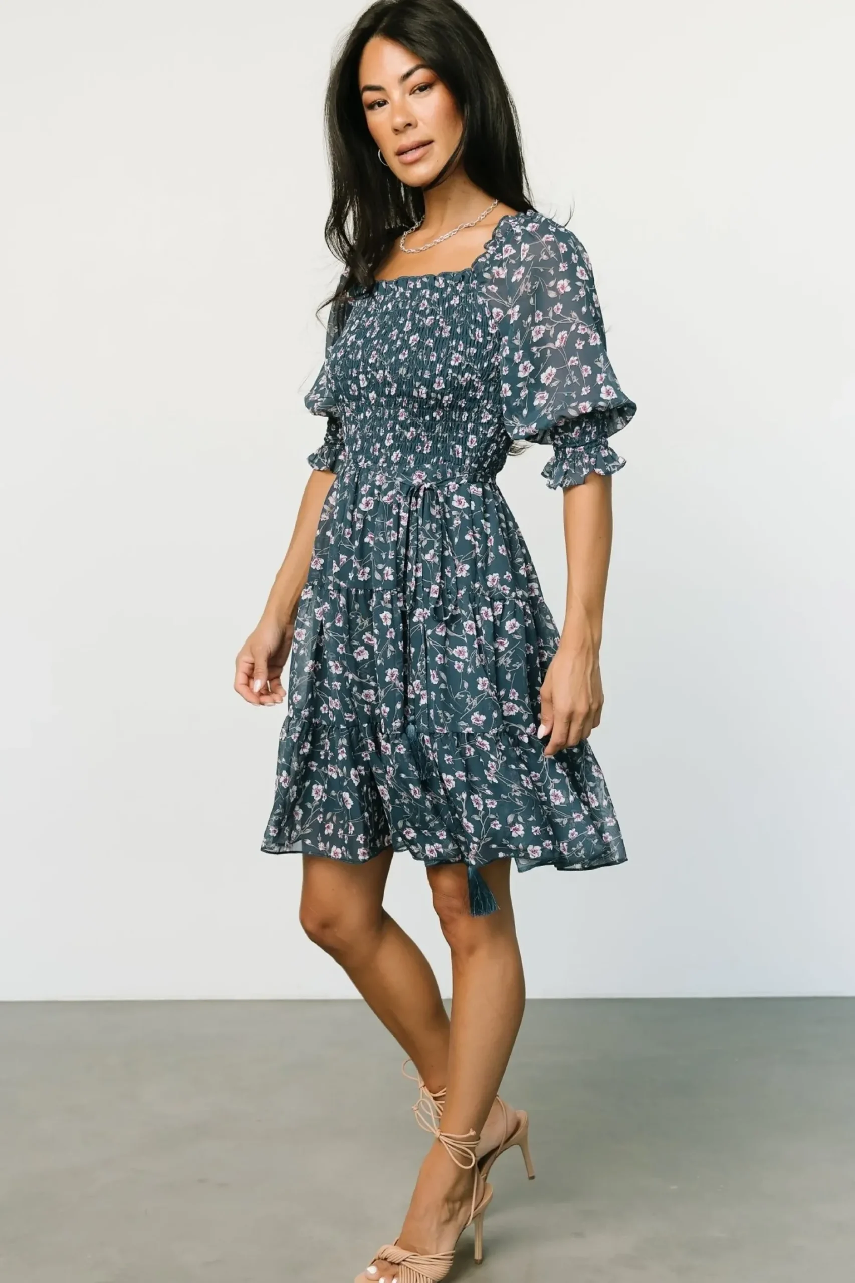 Baltic Born short dresses|Azlyn Smocked Short Dress | Blue Multi