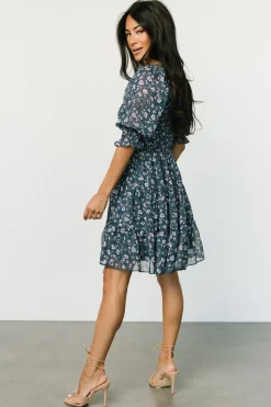 Baltic Born short dresses|Azlyn Smocked Short Dress | Blue Multi