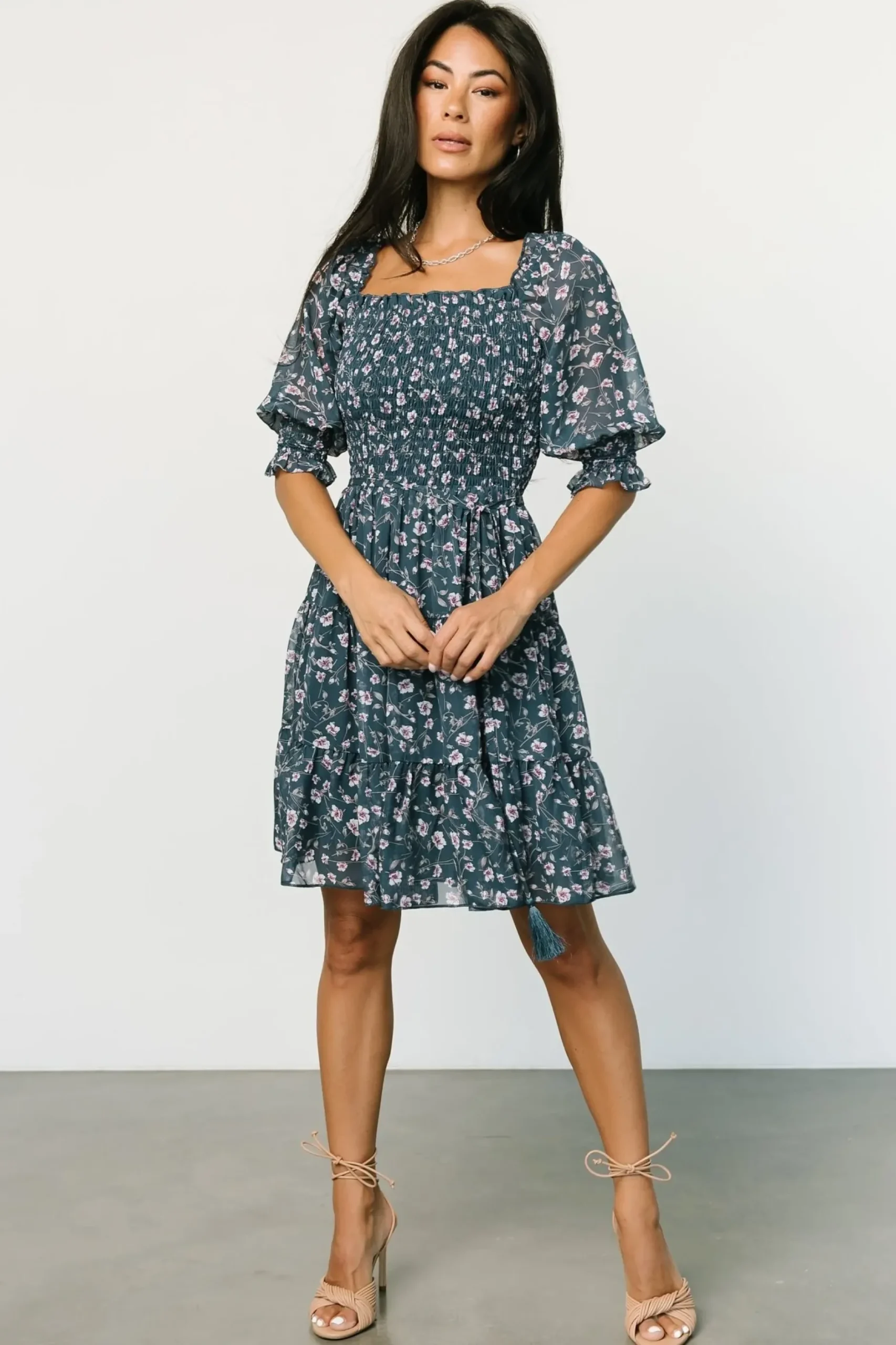 Baltic Born short dresses|Azlyn Smocked Short Dress | Blue Multi