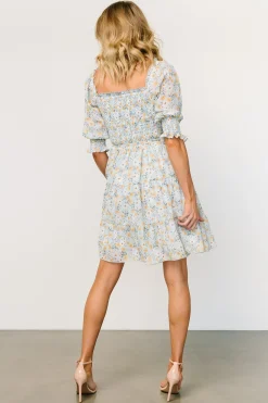 Baltic Born short dresses|Azlyn Smocked Short Dress | Light Blue Floral