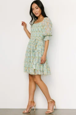 Baltic Born short dresses|Azlyn Smocked Short Dress | Sage Floral