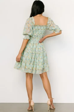 Baltic Born short dresses|Azlyn Smocked Short Dress | Sage Floral