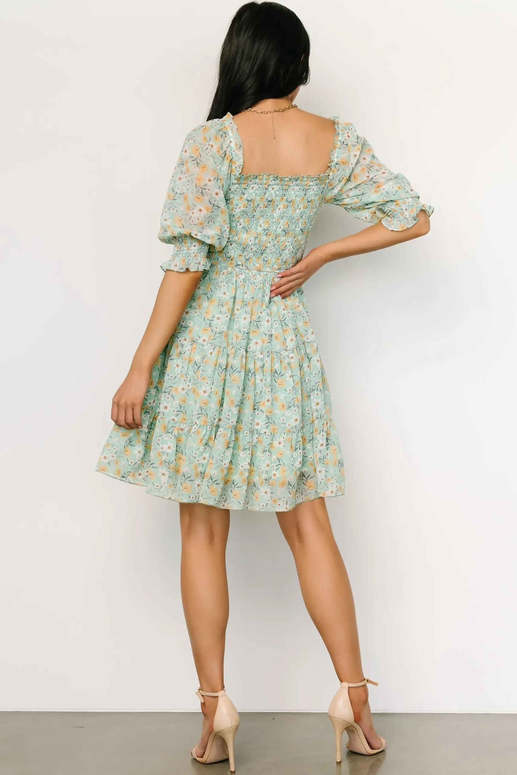 Baltic Born short dresses|Azlyn Smocked Short Dress | Sage Floral