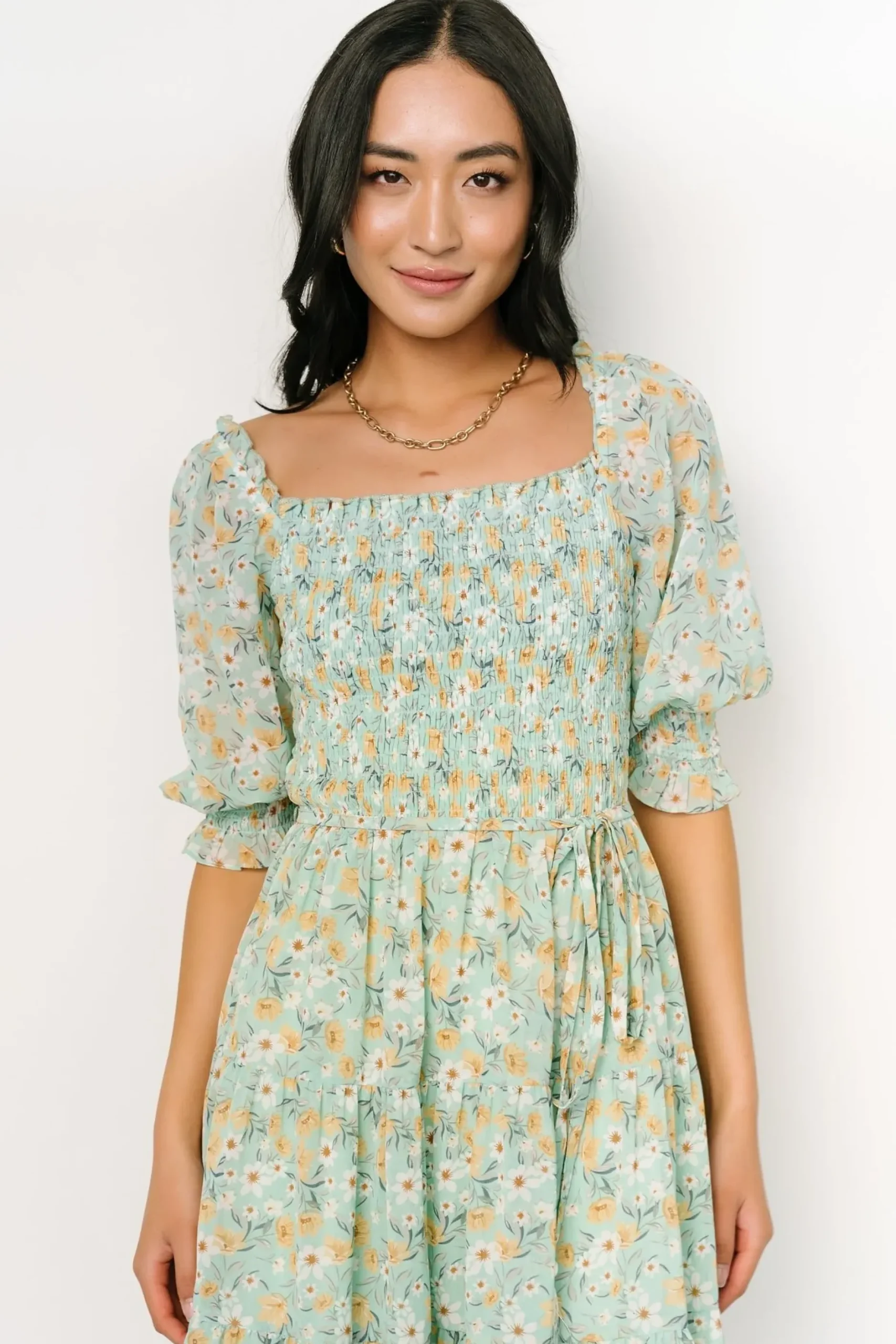 Baltic Born short dresses|Azlyn Smocked Short Dress | Sage Floral