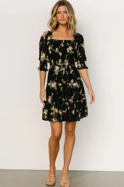 Baltic Born short dresses|Azlyn Smocked Short Dress | Night Bloom Floral
