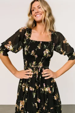 Baltic Born short dresses|Azlyn Smocked Short Dress | Night Bloom Floral
