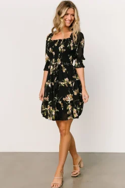 Baltic Born short dresses|Azlyn Smocked Short Dress | Night Bloom Floral