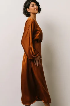 Baltic Born BEST SELLERS|Balta Satin Midi Dress | Bronze
