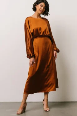 Baltic Born BEST SELLERS|Balta Satin Midi Dress | Bronze