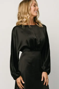 Baltic Born BEST SELLERS|Balta Satin Midi Dress | Black