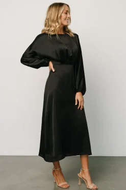 Baltic Born BEST SELLERS|Balta Satin Midi Dress | Black