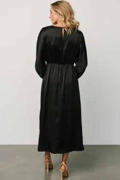 Baltic Born BEST SELLERS|Balta Satin Midi Dress | Black
