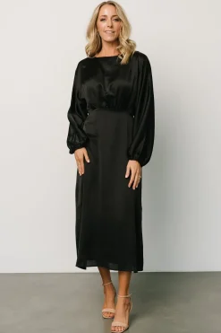 Baltic Born BEST SELLERS|Balta Satin Midi Dress | Black