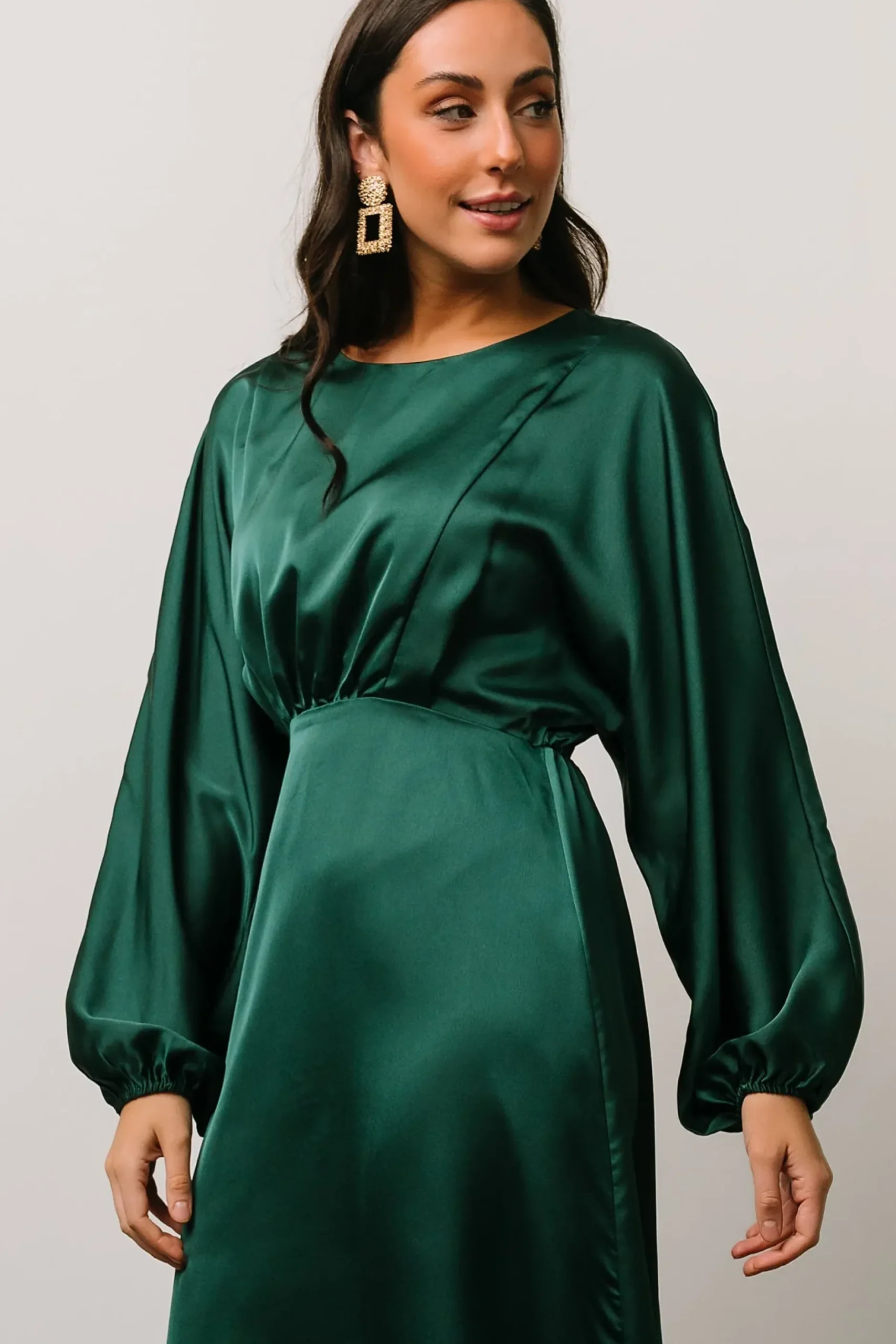 Baltic Born BEST SELLERS|Balta Satin Midi Dress | Emerald