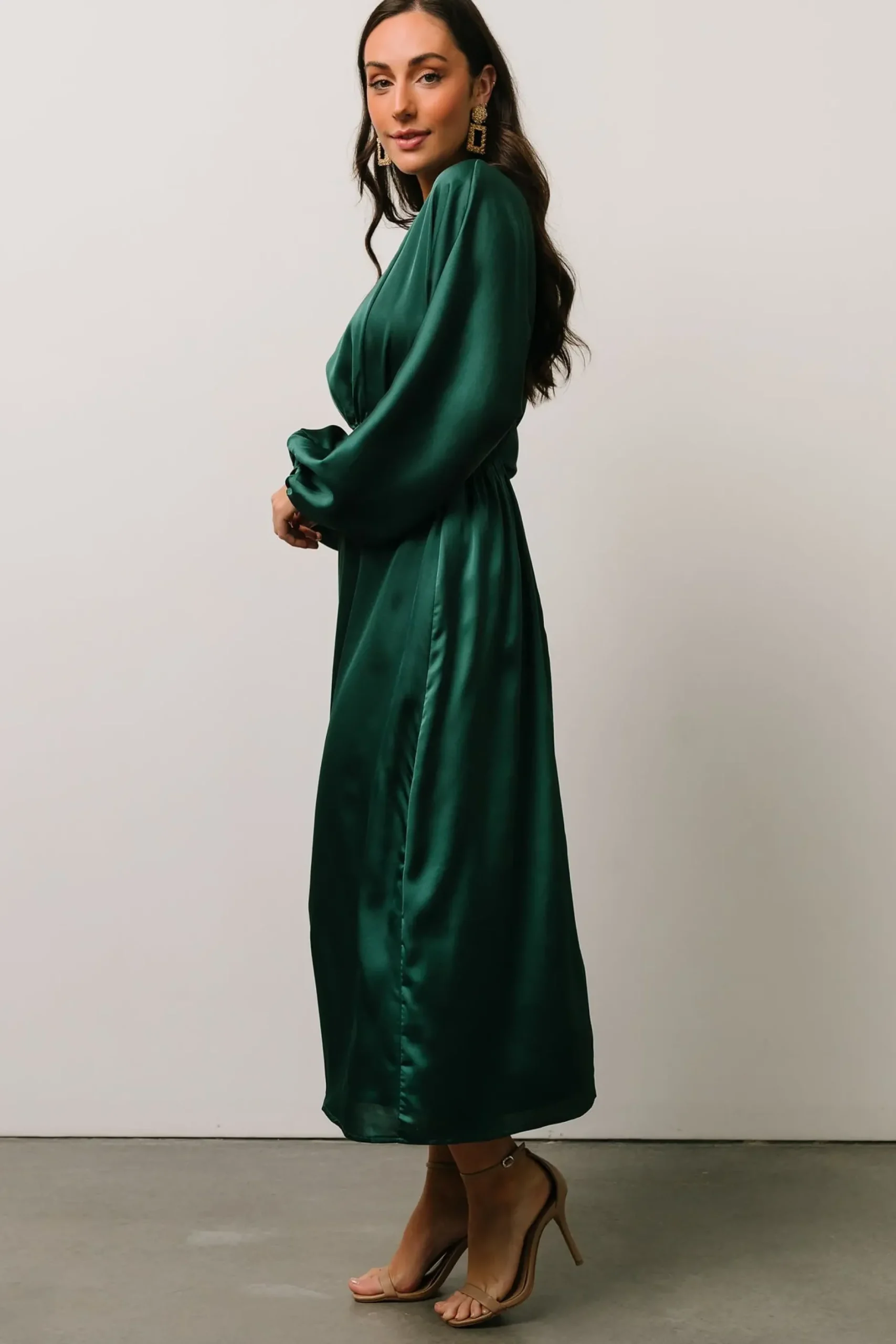 Baltic Born BEST SELLERS|Balta Satin Midi Dress | Emerald
