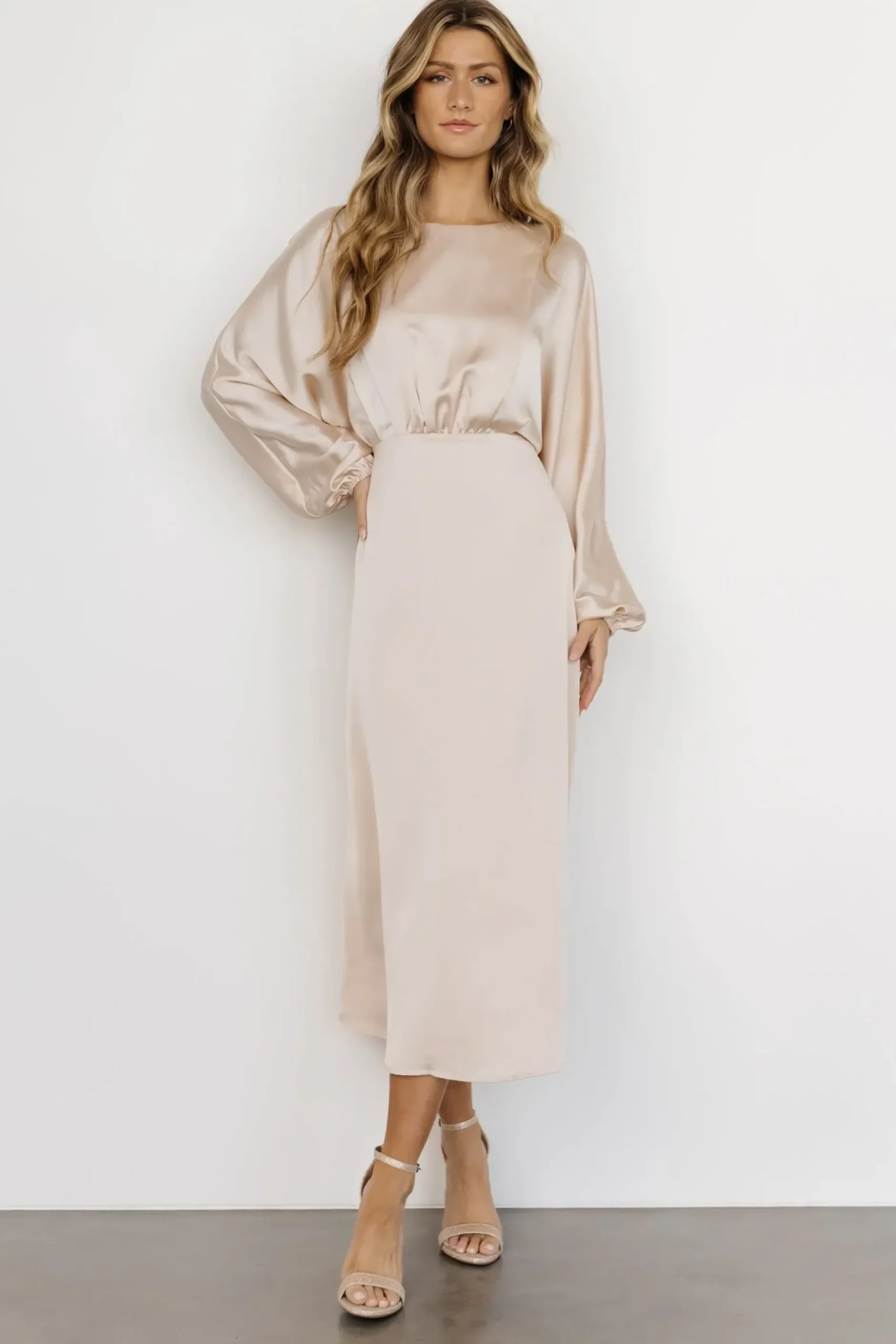 Baltic Born BEST SELLERS|Balta Satin Midi Dress | Merlot