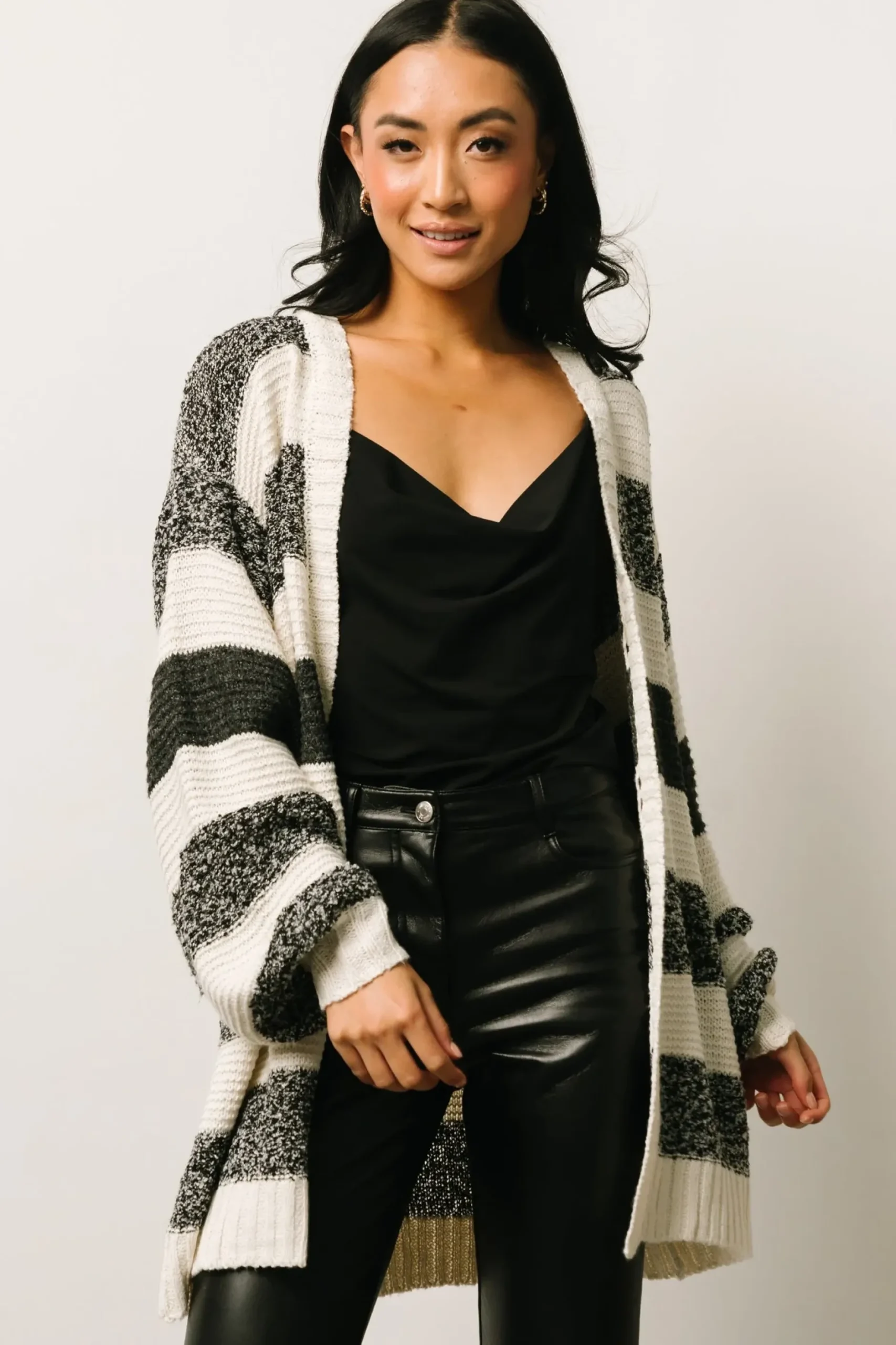 Baltic Born cardigans|Banff Stripe Cardigan | Black + Ivory