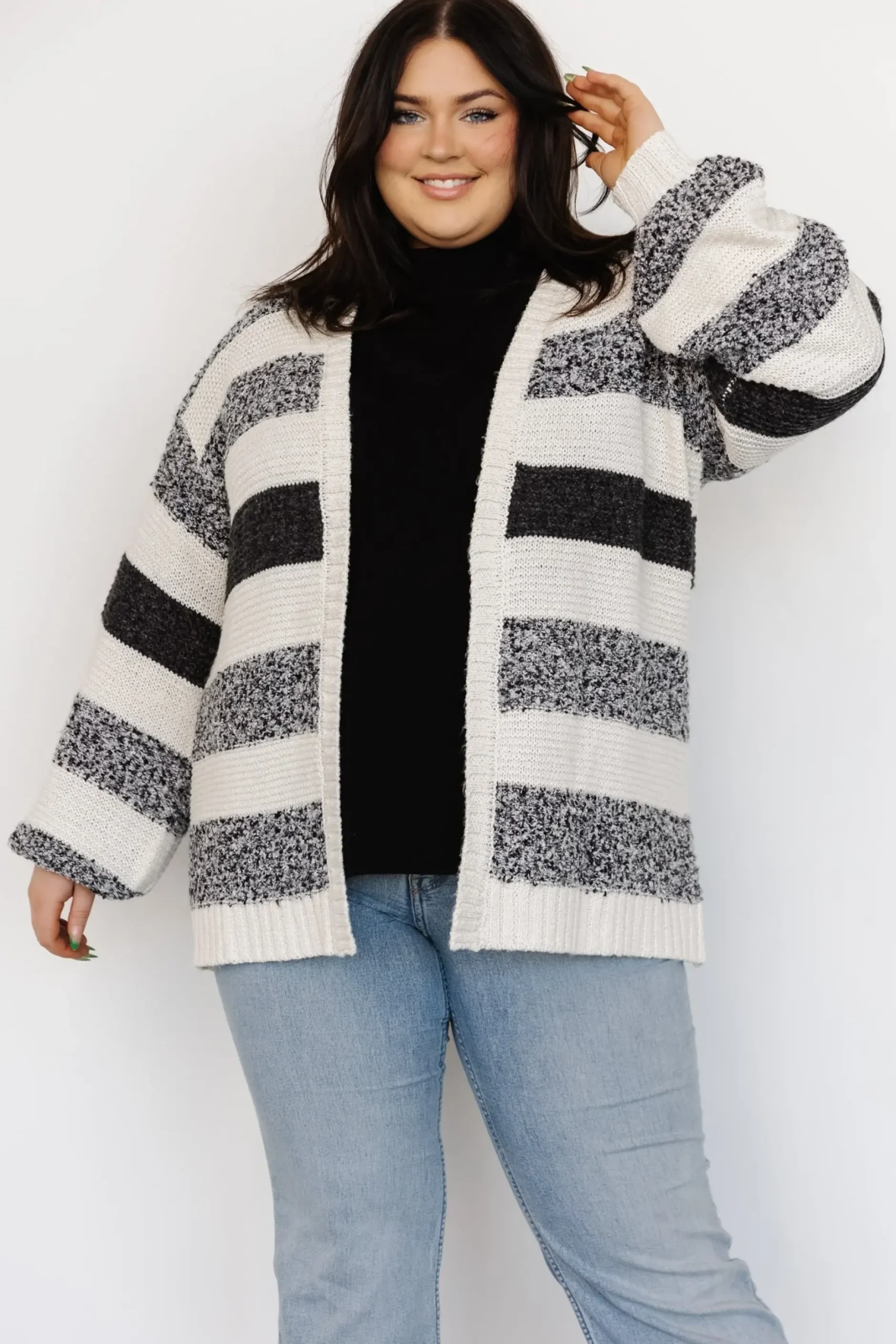 Baltic Born cardigans|Banff Stripe Cardigan | Black + Ivory