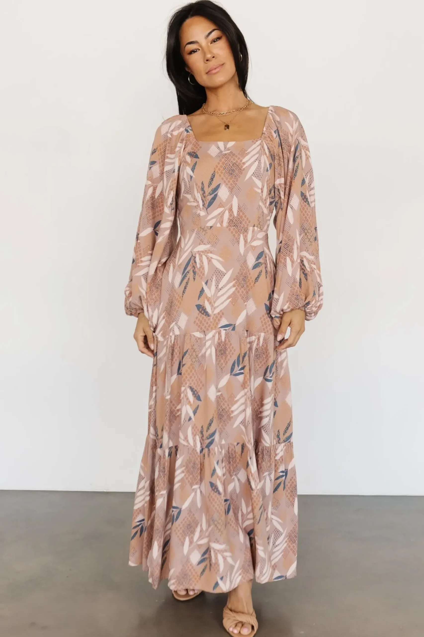 Baltic Born bump friendly|Barbara Maxi Dress | Dusty Mauve Print