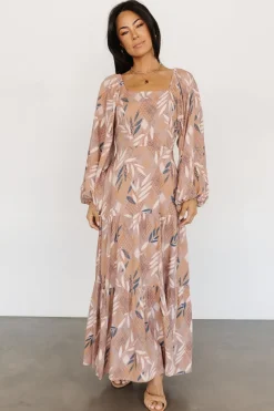 Baltic Born bump friendly|Barbara Maxi Dress | Dusty Mauve Print