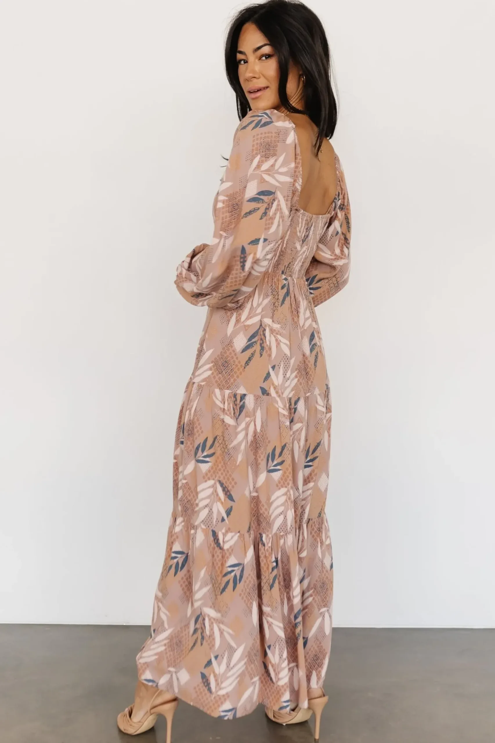 Baltic Born bump friendly|Barbara Maxi Dress | Dusty Mauve Print