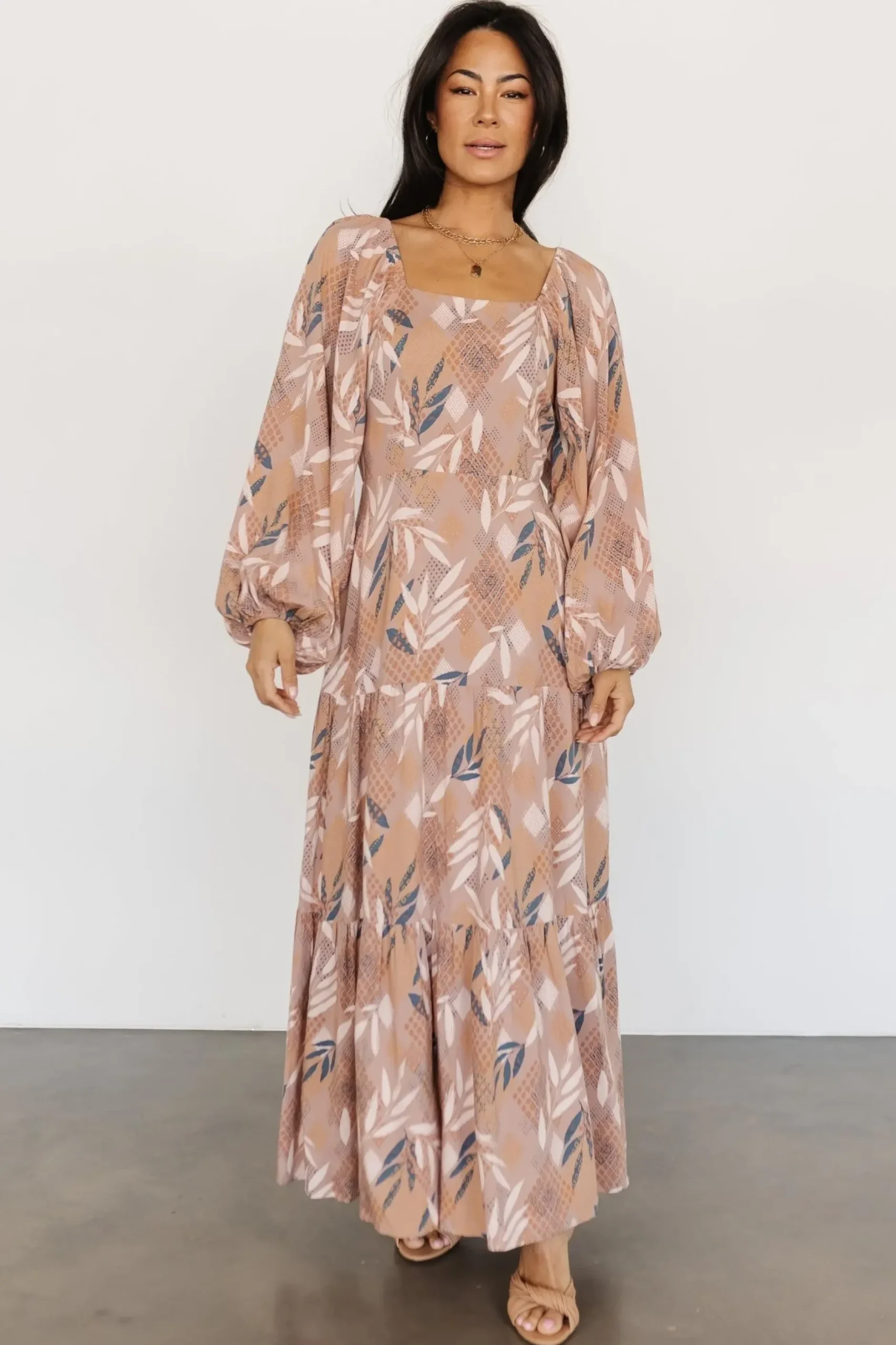 Baltic Born bump friendly|Barbara Maxi Dress | Dusty Mauve Print