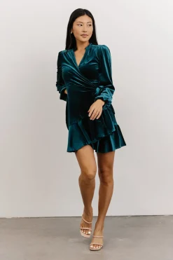 Baltic Born SALE|Barre Velvet Wrap Mini Dress | Jade