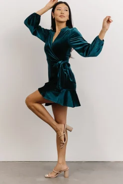 Baltic Born SALE|Barre Velvet Wrap Mini Dress | Jade