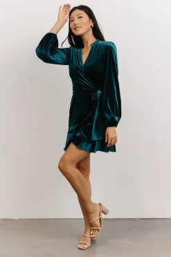 Baltic Born SALE|Barre Velvet Wrap Mini Dress | Jade
