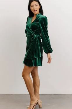 Baltic Born SALE|Barre Velvet Wrap Mini Dress | Green