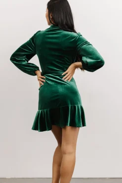 Baltic Born SALE|Barre Velvet Wrap Mini Dress | Green