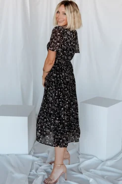 Baltic Born SALE|Belfast Pleated Midi Dress | Black Floral