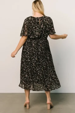 Baltic Born SALE|Belfast Pleated Midi Dress | Black Floral