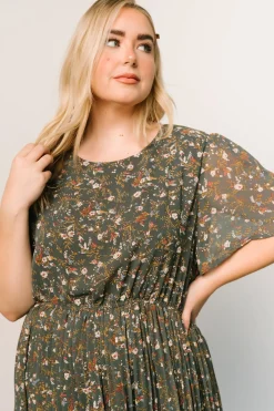 Baltic Born SALE|Belfast Pleated Midi Dress | Antique Jade Floral